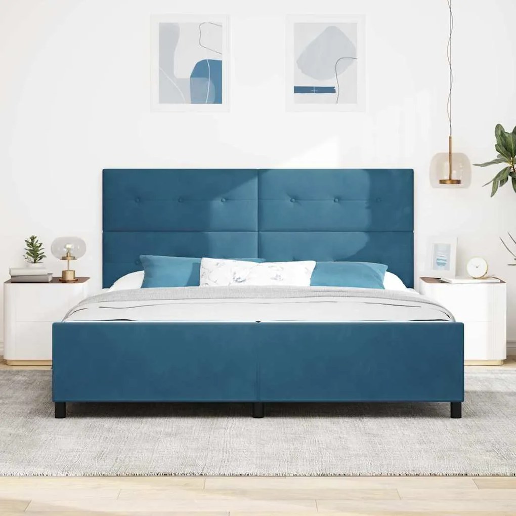 Cama vidaXL Azul Escuro 200x200 cm Veludo