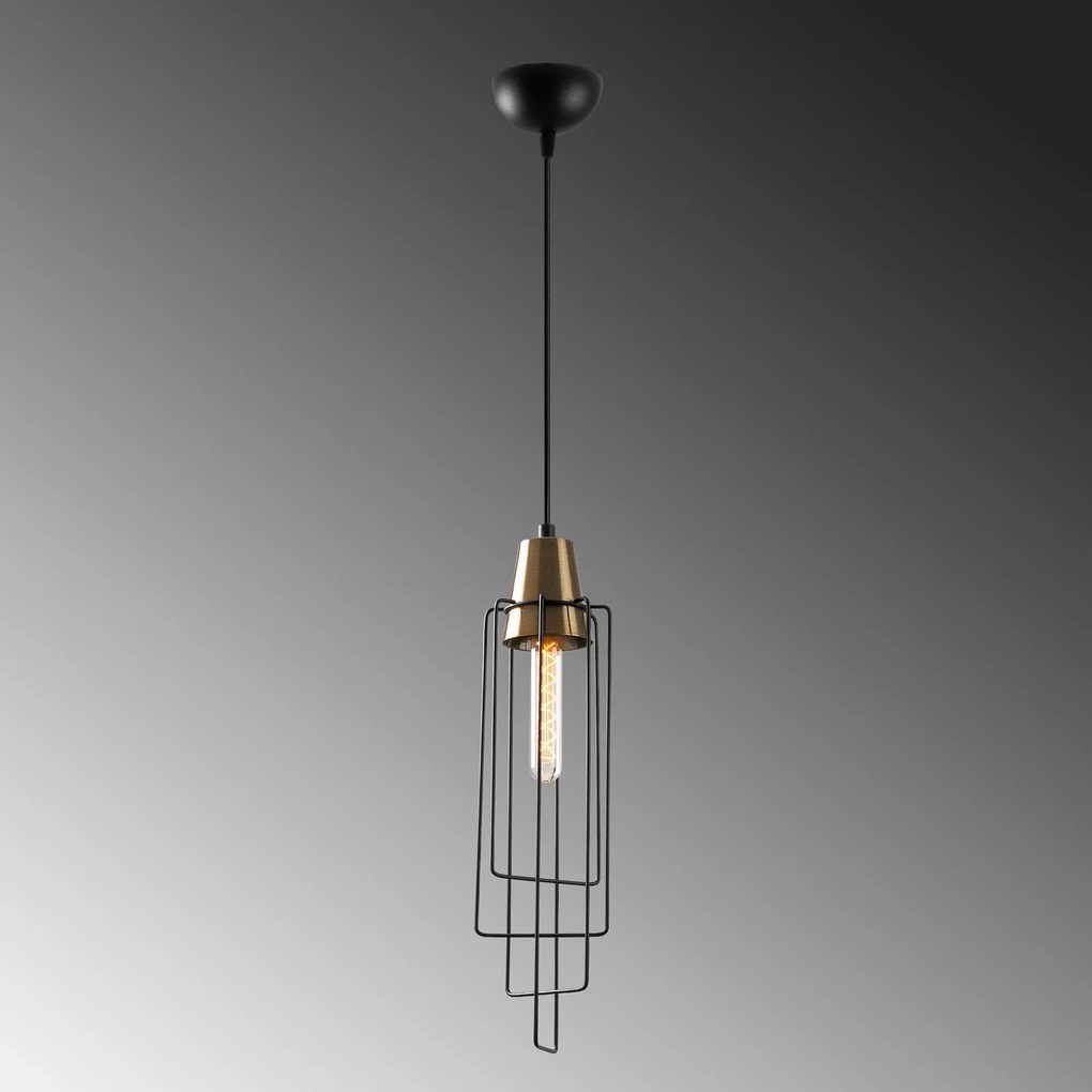 Candeeiro de Teto Wire – Preto – 12 x 12 cm, Altura 136 cm