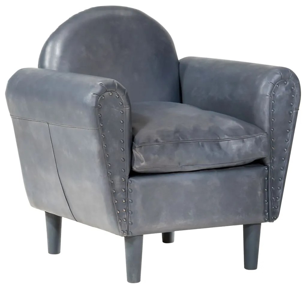 vidaXL Poltrona 77x65x79 cm couro genuíno cinzento