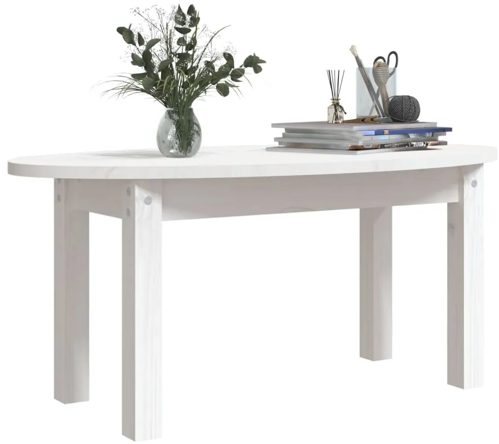 Mesa de centro 80x40x35 cm madeira de pinho maciça branco