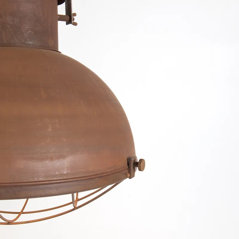 Candeeiro de suspensão industrial cor ferrugem com interior dourado - Engine Industrial,Country / Rústico