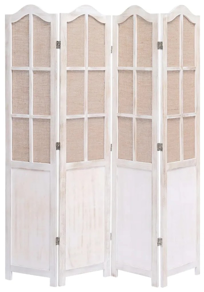 vidaXL Biombo com 4 painéis 140x165 cm tecido branco