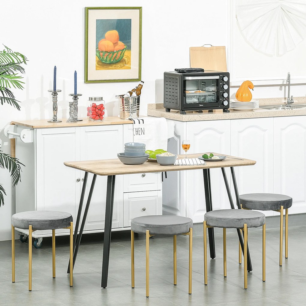 Mesa de jantar de design industrial com tampo grande (CADEIRAS NÃO INCLUÍDAS), 120 x 60 x 75 cm, pés de metal preto em forma de agulha, MDF com acabam