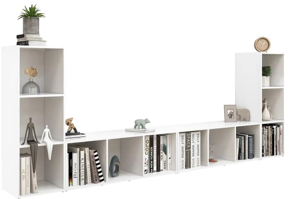 Móveis de TV 4 pcs 107x35x37 cm contraplacado branco