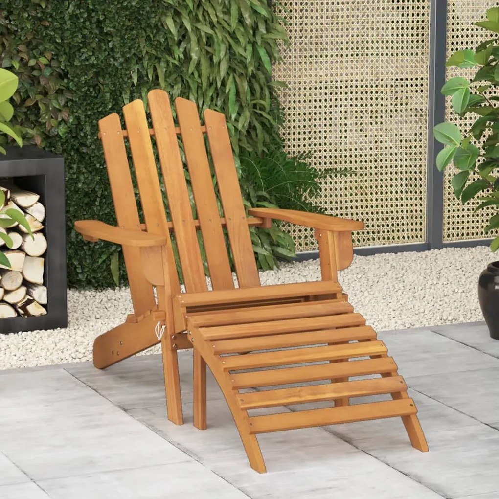 316831 vidaXL Cadeira jardim Adirondack c/ apoio de pés madeira acácia maciça