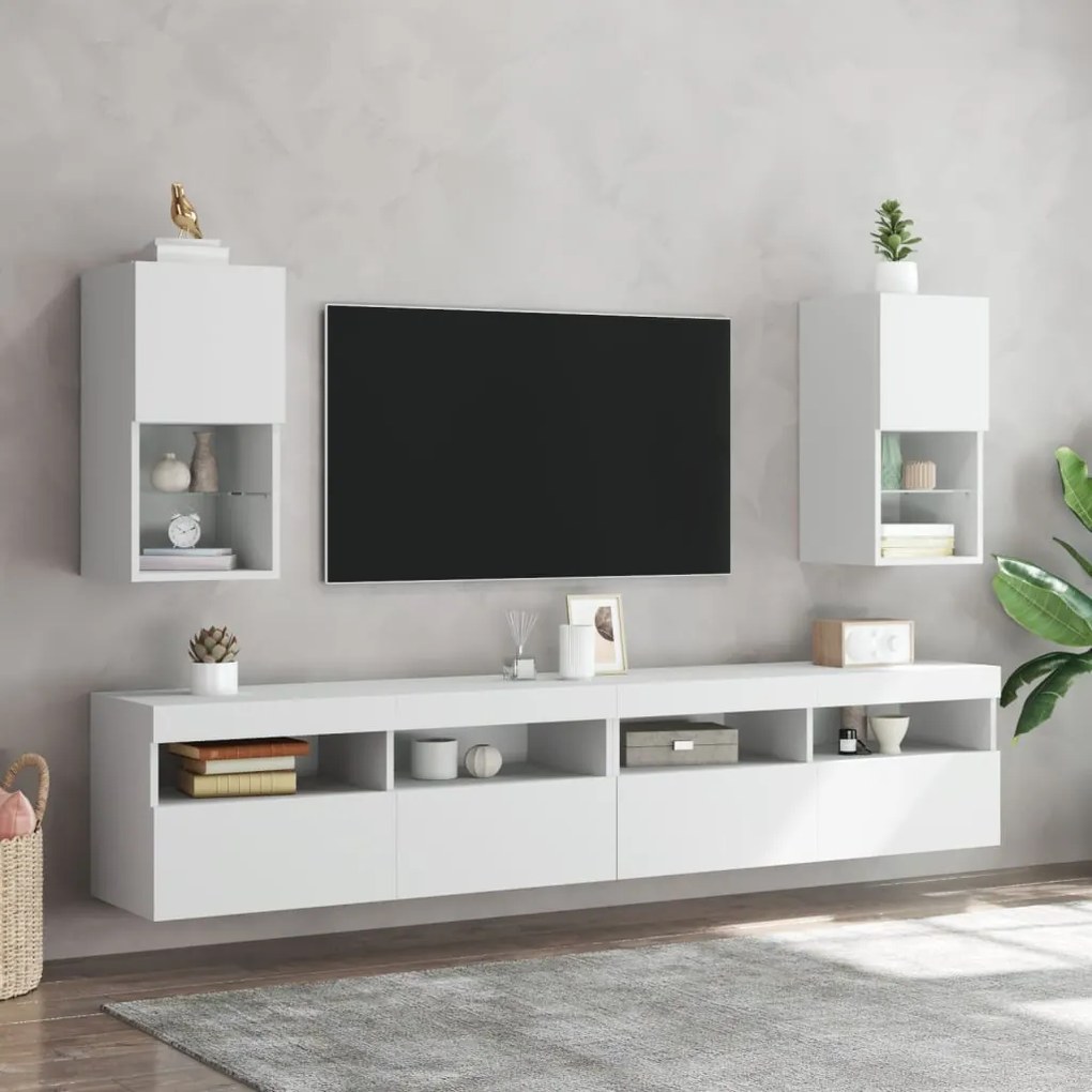Móvel de TV c/ luzes LED 30,5x30x60 cm branco