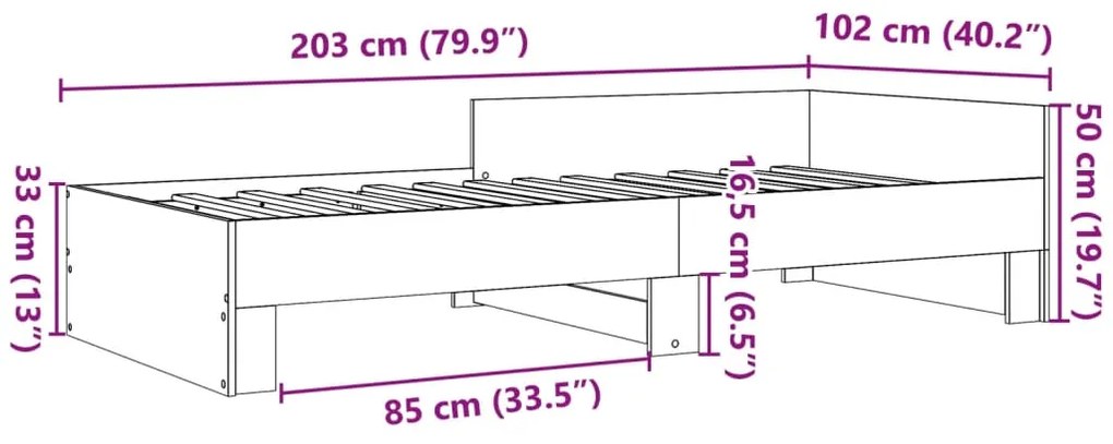 Estrutura de cama 100x200 cm derivados de madeira branco