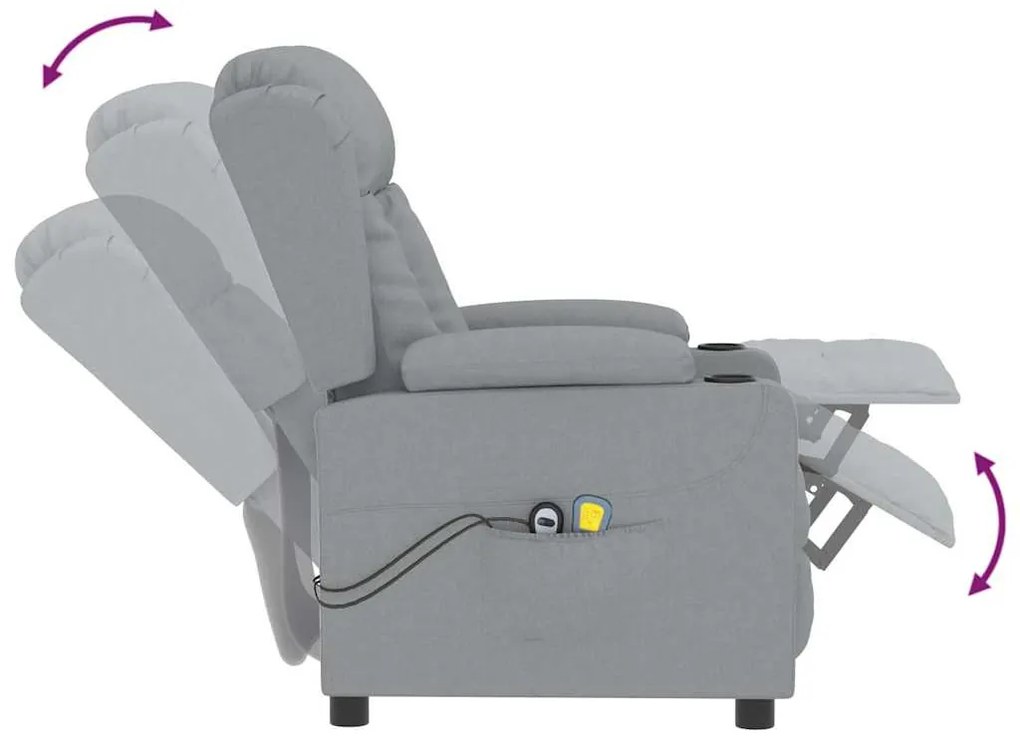 Poltrona de massagens elétrica tecido cinzento-claro