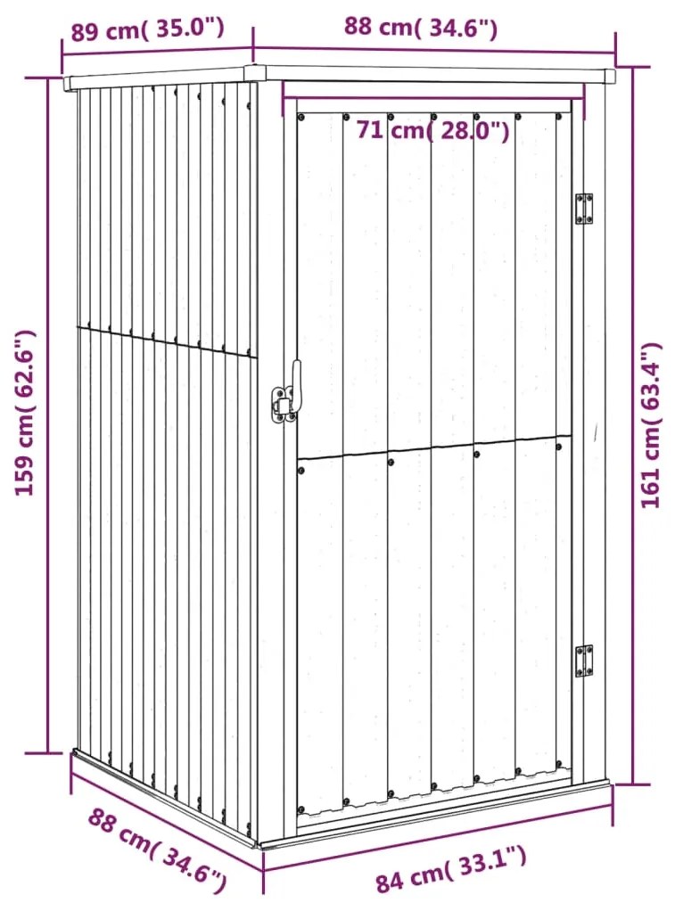 Abrigo ferramentas jardim 88x89x161cm aço galvanizado antracite