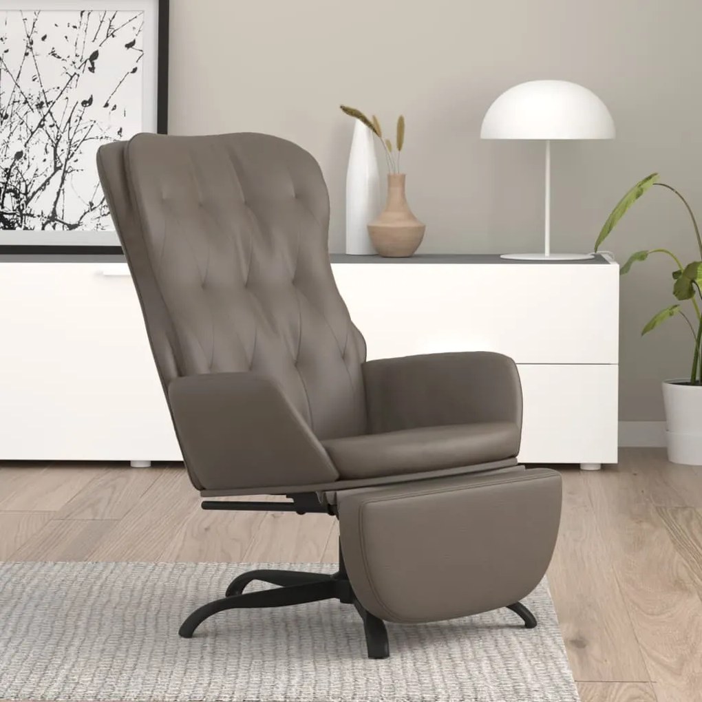 vidaXL Cadeira de descanso +apoio pés couro artificial cinza antracite