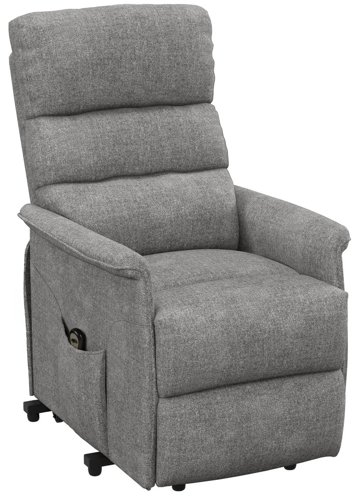 HOMCOM Poltrona Relax Reclinável Elétrica Poltrona Levanta Pessoas com Controlo Remoto e Bolso Lateral 66x90x96 cm Cinza | Aosom Portugal