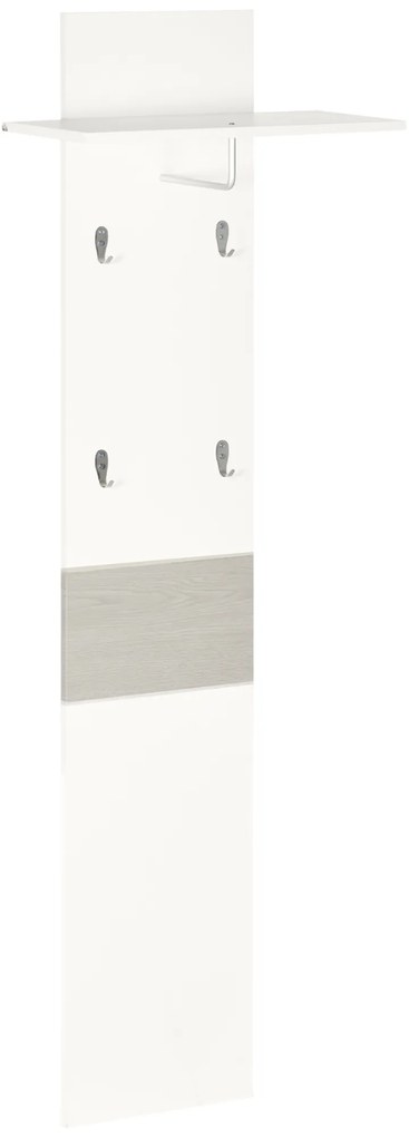 Móvel Cabide de Entrada com 4 Ganchos Cabide de Parede com Barra Suspensa de Alumínio 50x23,5x60cm Branco e Cinza