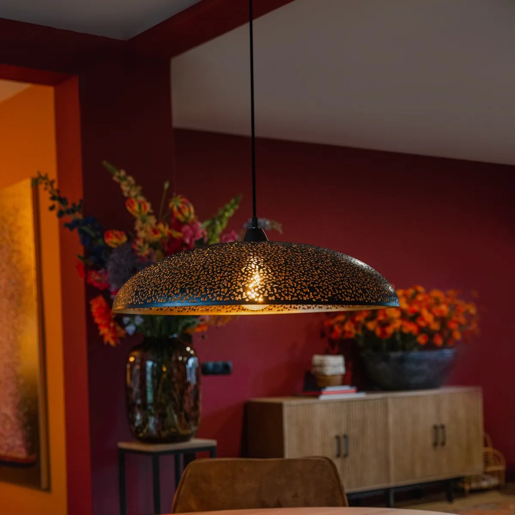 Candeeiro de suspensão oriental preto com dourado 60 cm - Japke