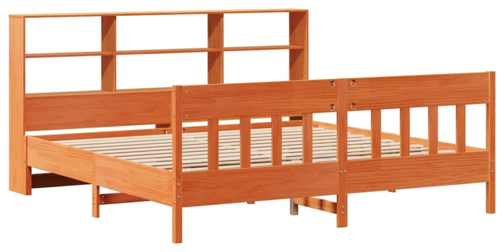 Cama sem colchão 200x200 cm pinho maciço castanho-mel