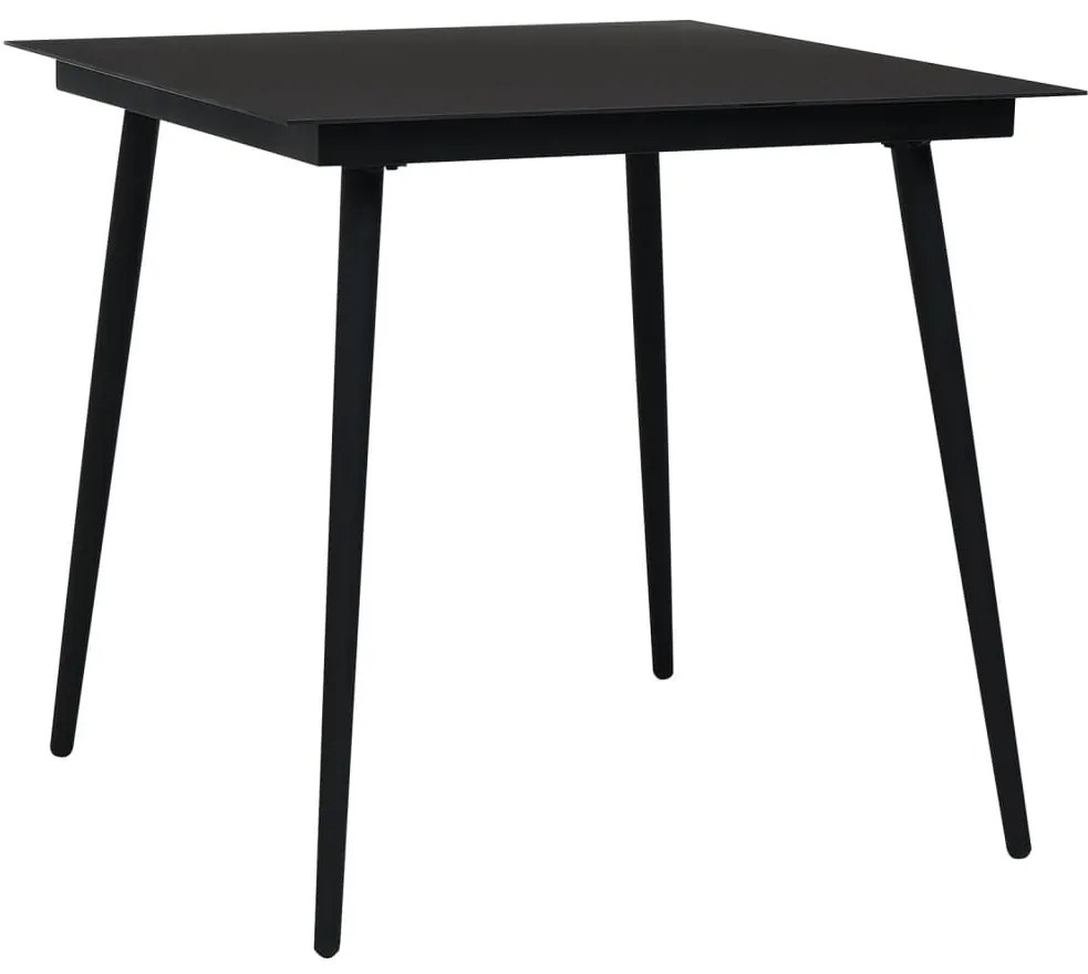 Conjunto de jantar para jardim 5 pcs vime PVC preto