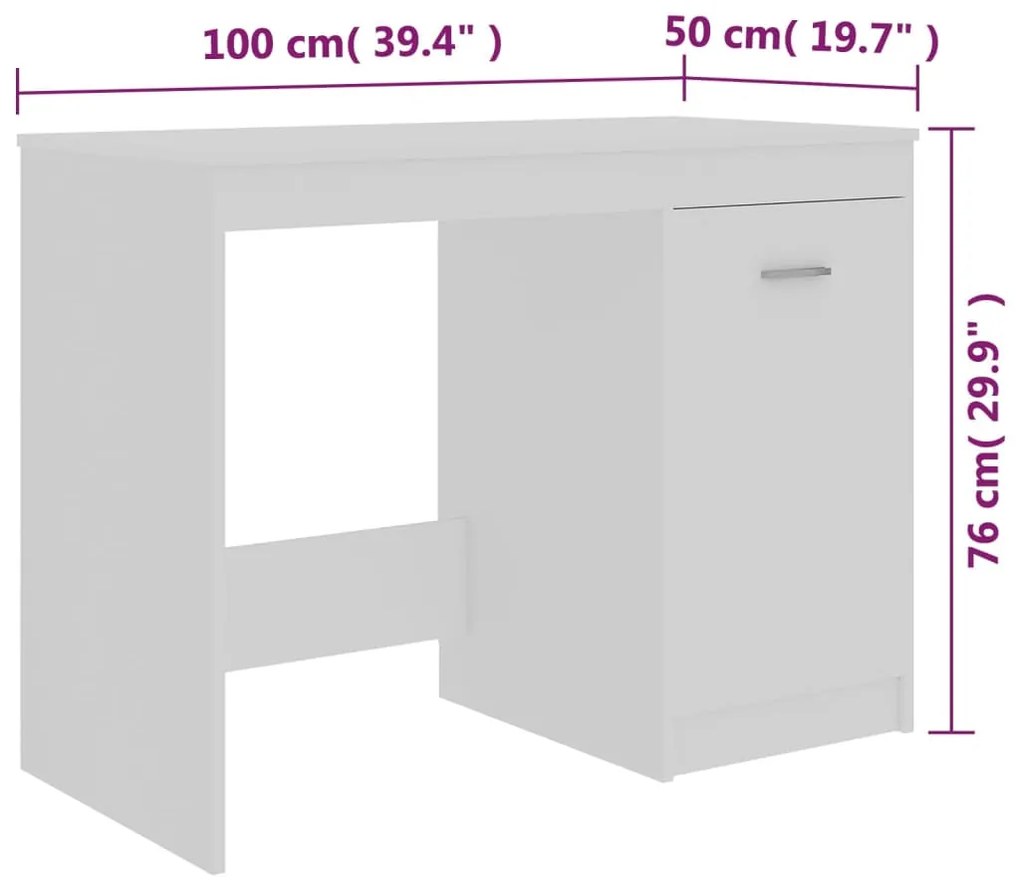 Secretária 100x50x76 cm derivados de madeira branco
