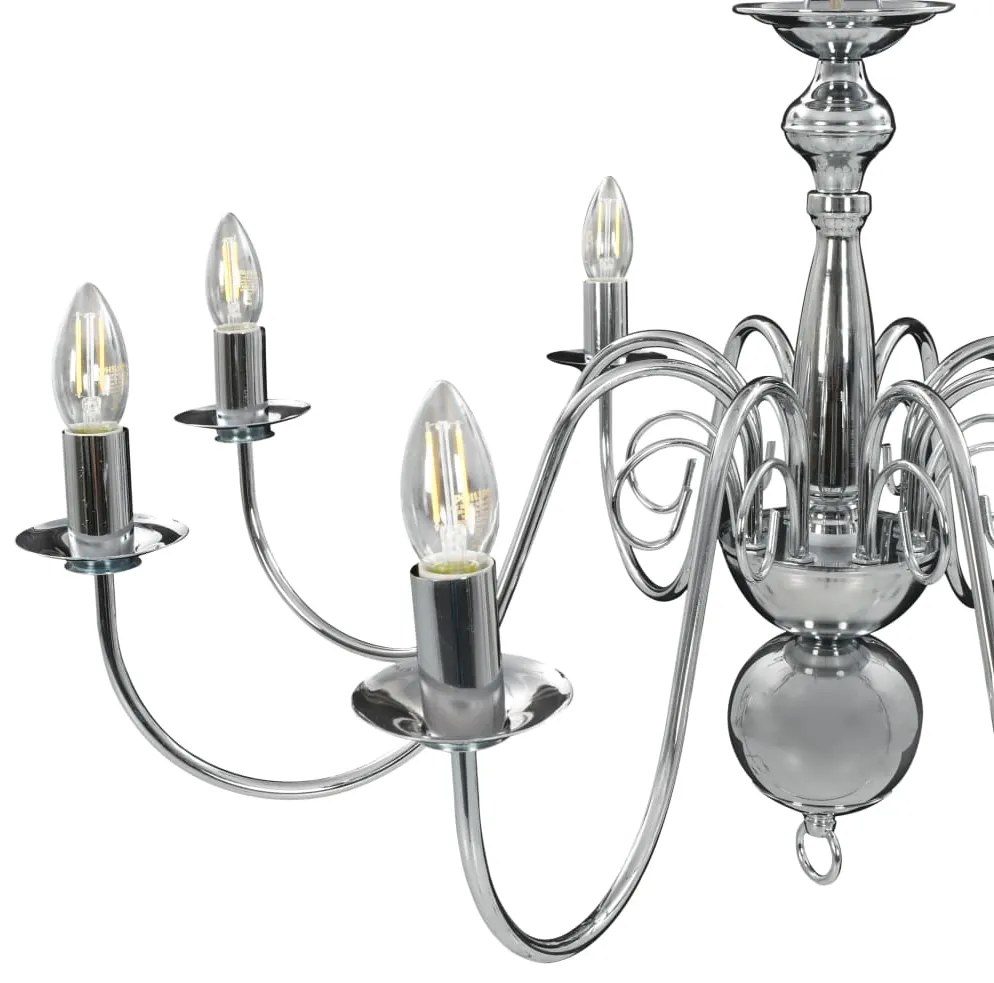 Lustre de 8 lâmpadas E14 prateado