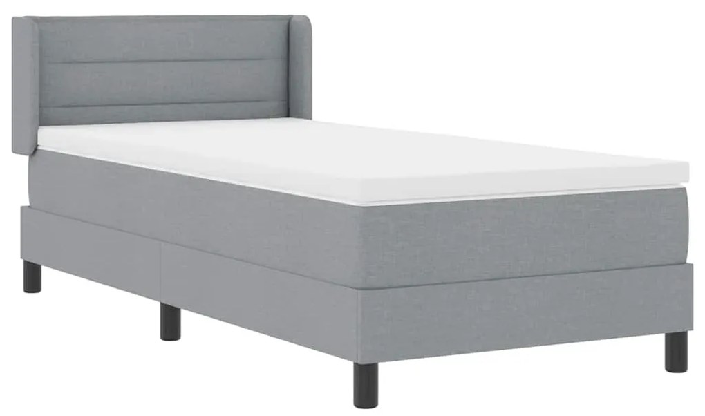 Cama Box com Colchão - Cinza Claro, 100 x 200 cm, Tecido