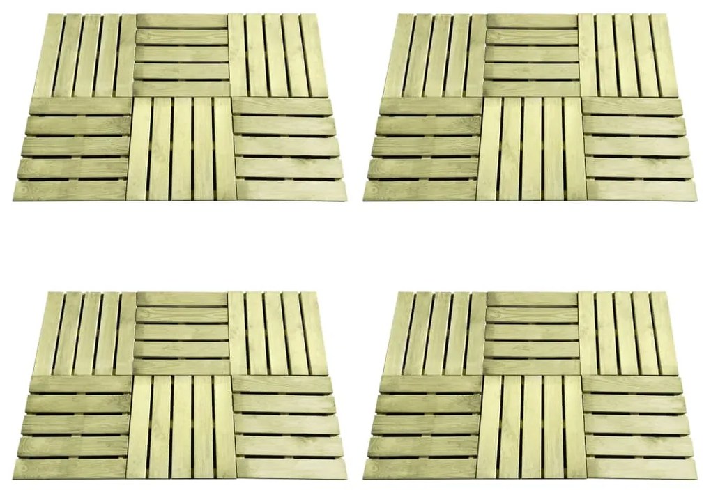 vidaXL Ladrilhos de pavimento 24 pcs 50x50 cm madeira verde