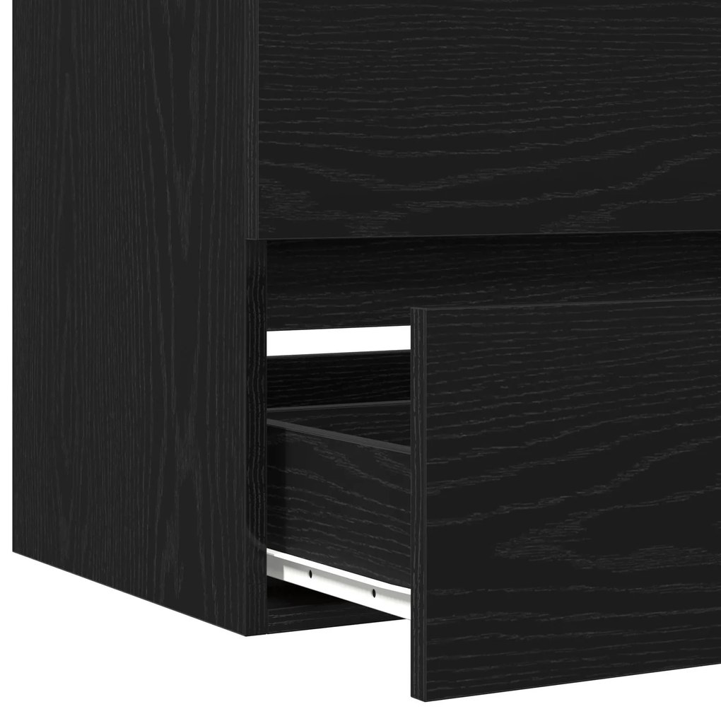 Gabinete de Lavabo vidaXL com Cuba Embutida Carvalho Preto Madeira Eng