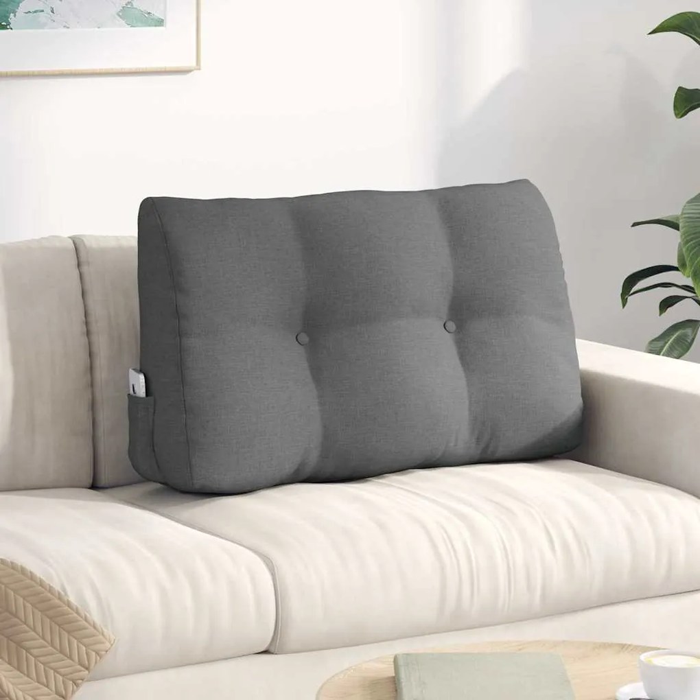vidaXL Travesseiro para Costas Cinza Escuro 80 x 24 x 50 cm tecido