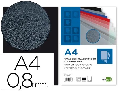 Capa de Encadernação Polipropileno Din A4 0.8 mm Preta Pack de 50 Unidades