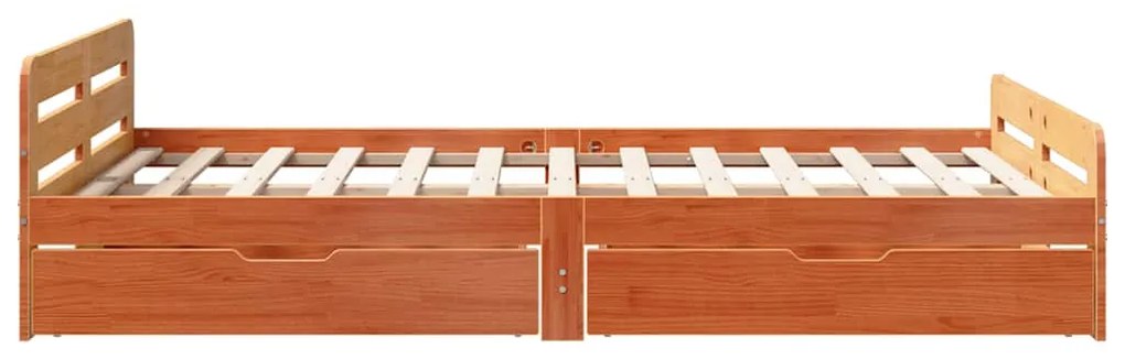 Cama sem colchão 120x190 cm madeira pinho maciça castanho-mel