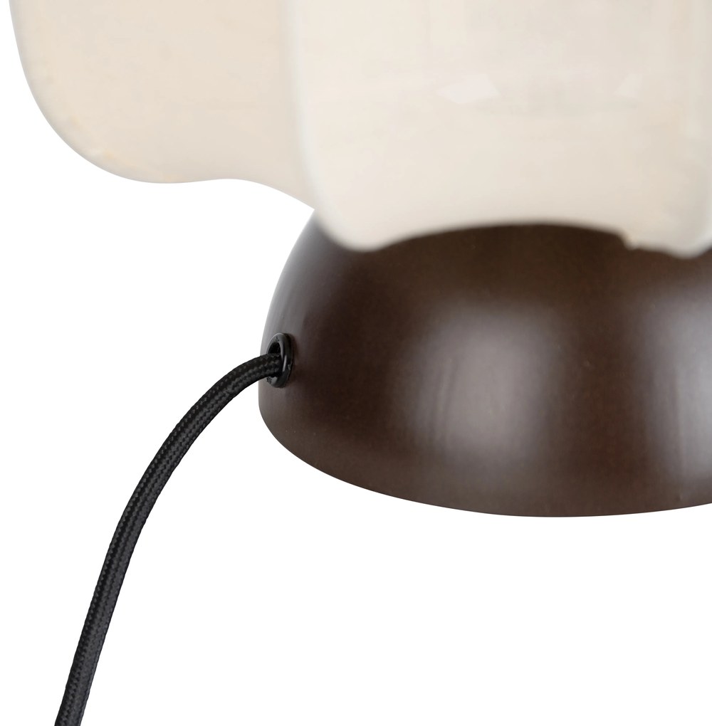 Candeeiro de Mesa Japandi Bronze Escuro com Abajur Bege - Nori