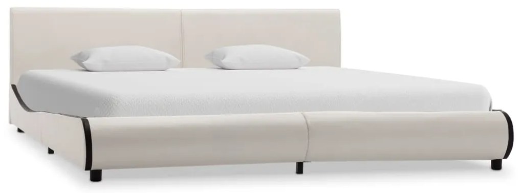 vidaXL Estrutura de cama em couro artificial 180x200 cm branco