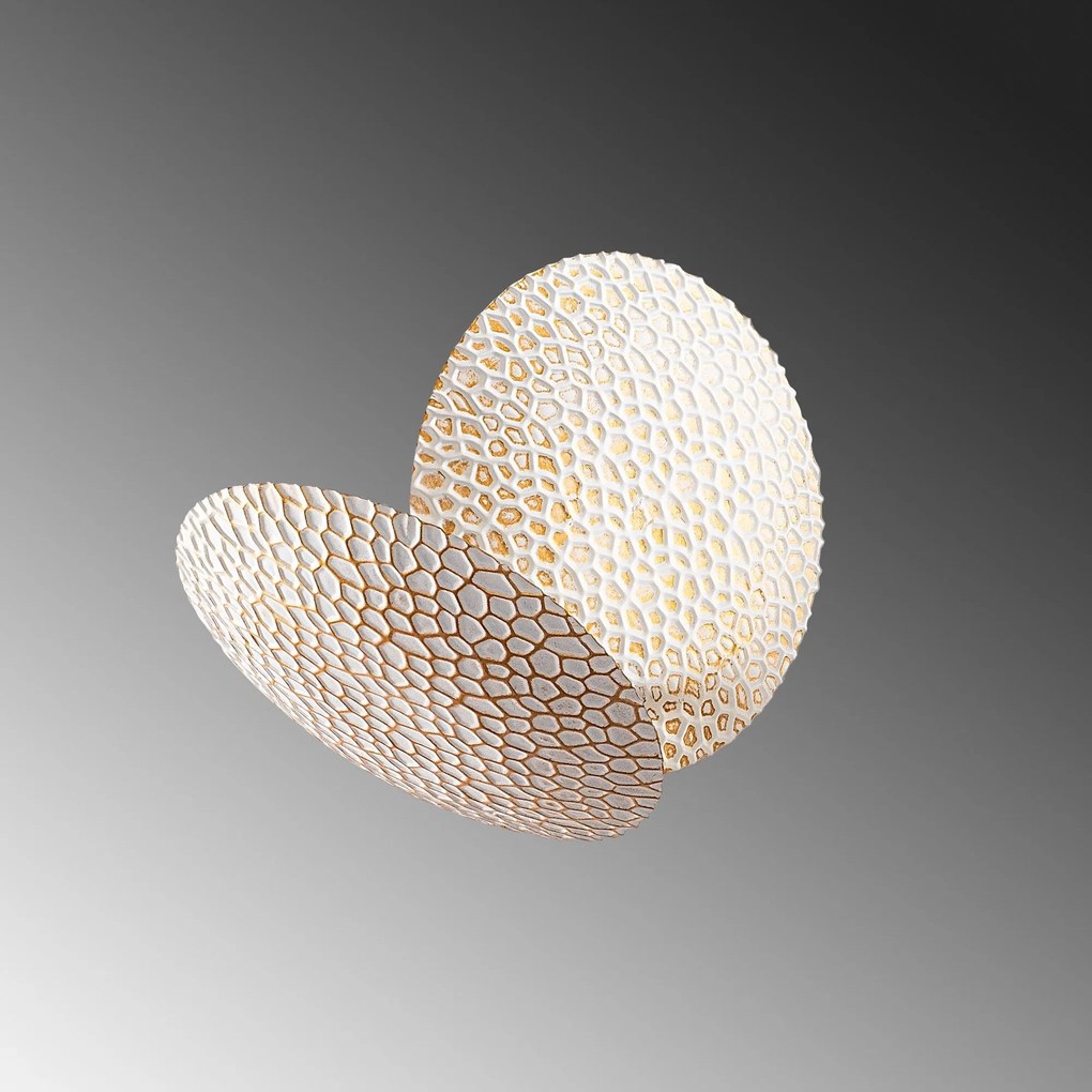Candeeiro de Parede Yosma - Branco e Dourado - 21cm x 21cm x 15cm