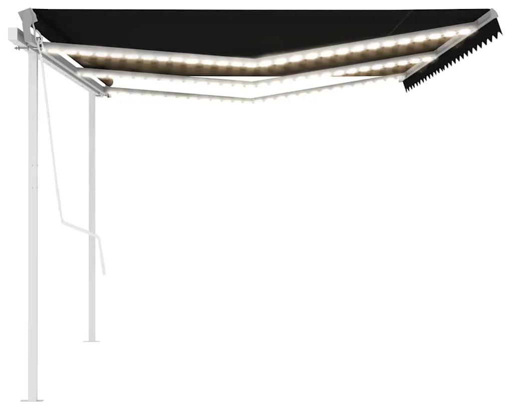 Toldo automático com LED e sensor de vento 6x3 m antracite