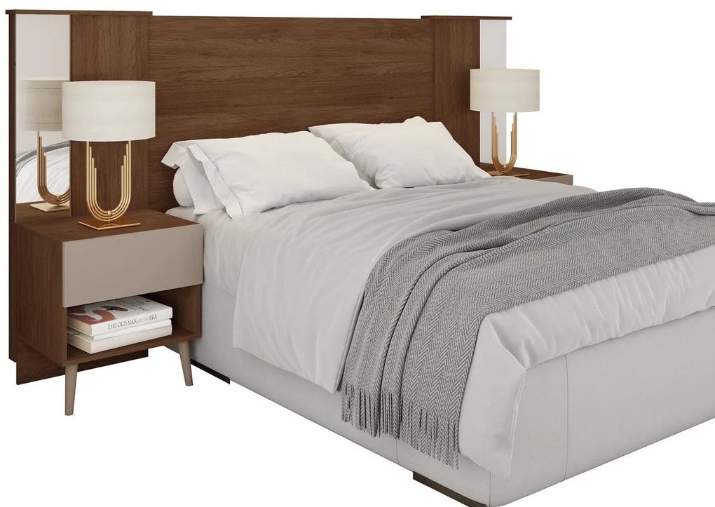 Cabeceira de Cama LUCHIA – Extensível + 2 Mesas de Cabeceira – MDP Hab
