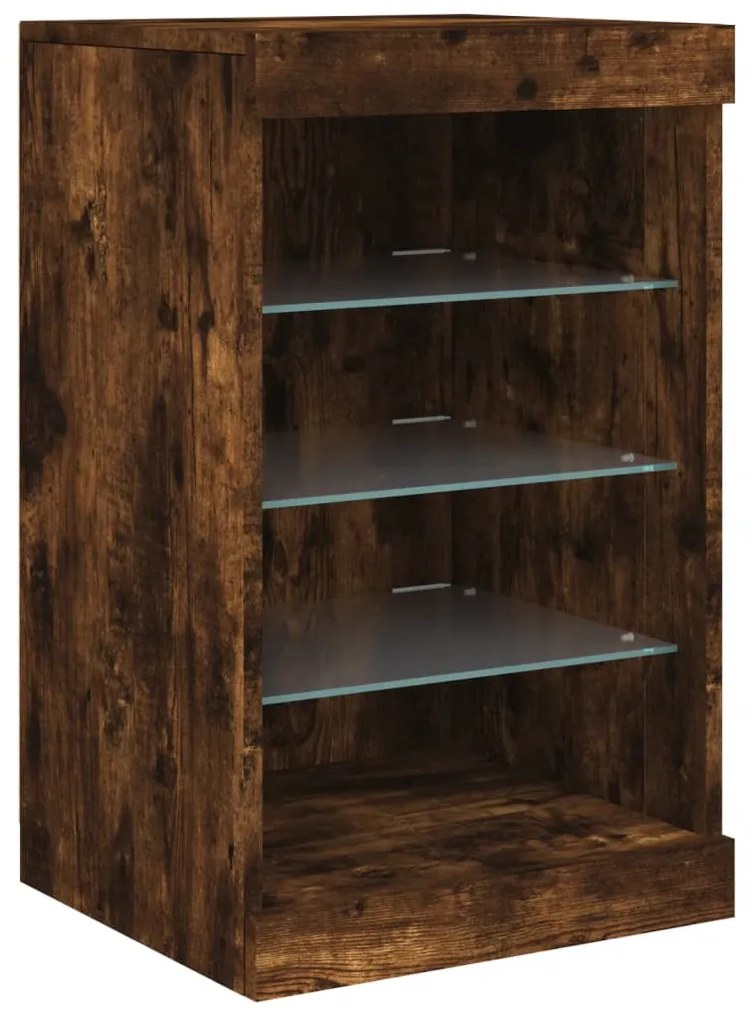 Aparador com luzes LED 41x37x67 cm carvalho fumado