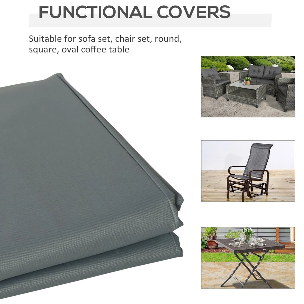 Capa Protetora para Móveis de Jardim Tecido Oxford 600D Impermeável Cobertura de Móveis Mesas Cadeiras Sofá de Exterior com Corda e Fivela 190,5x72x76