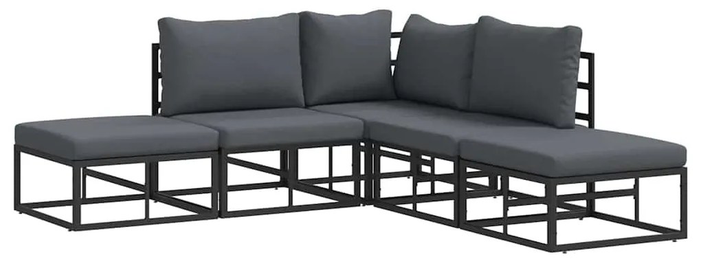 Conjunto de Sofá de Jardim 5 pcs Preto 211,5 x 211,5 x 71 cm