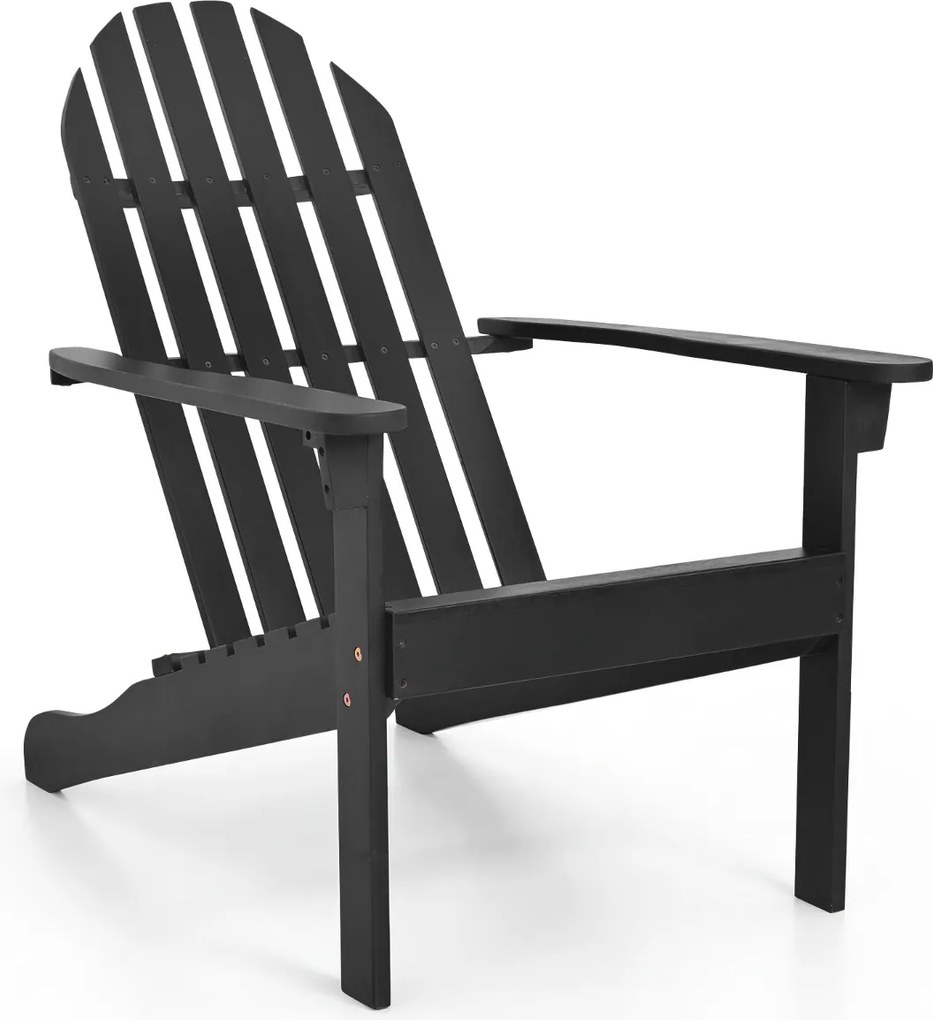 Cadeira Adirondack 93 x 66 x 86 cm em madeira de acácia (MESA NÃO INCLUIDA) com assento inclinado e encosto alto ergonómico, com ripas, para alpendre,