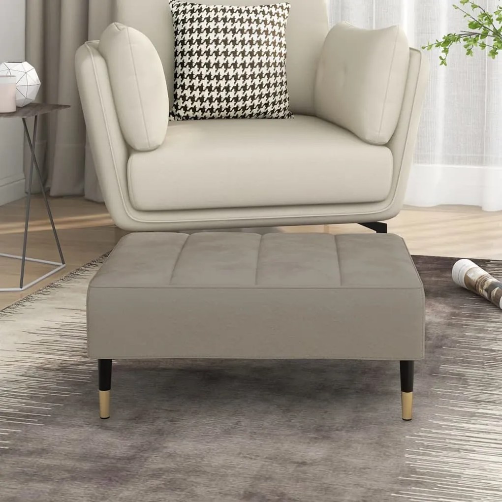 vidaXL Apoio de pés 78x56x32 cm veludo cinza-claro
