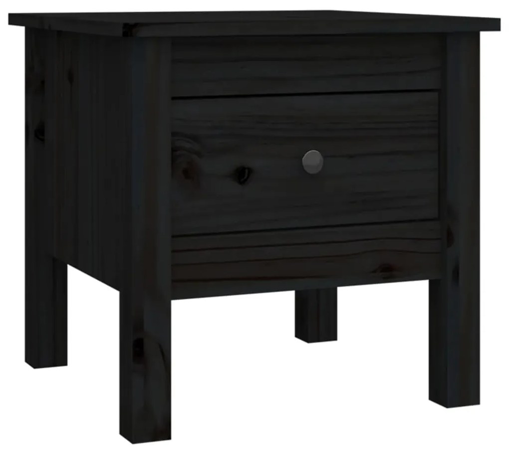 Mesas de apoio 2 pcs 40x40x39 cm madeira de pinho maciça preto