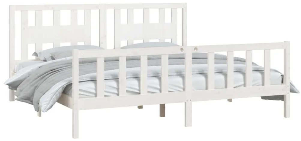 Estrutura de cama com cabeceira 200x200 cm pinho maciço branco