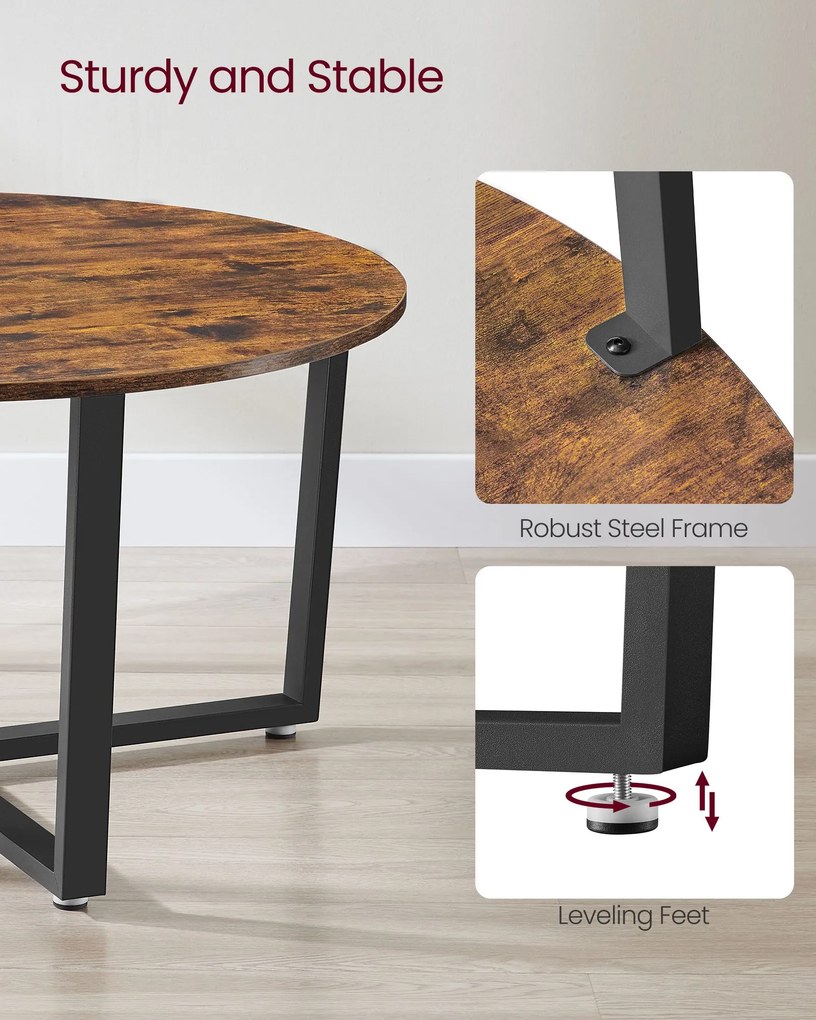Mesa de centro redonda 88 x 88 x 47 cm Castanho Vintage