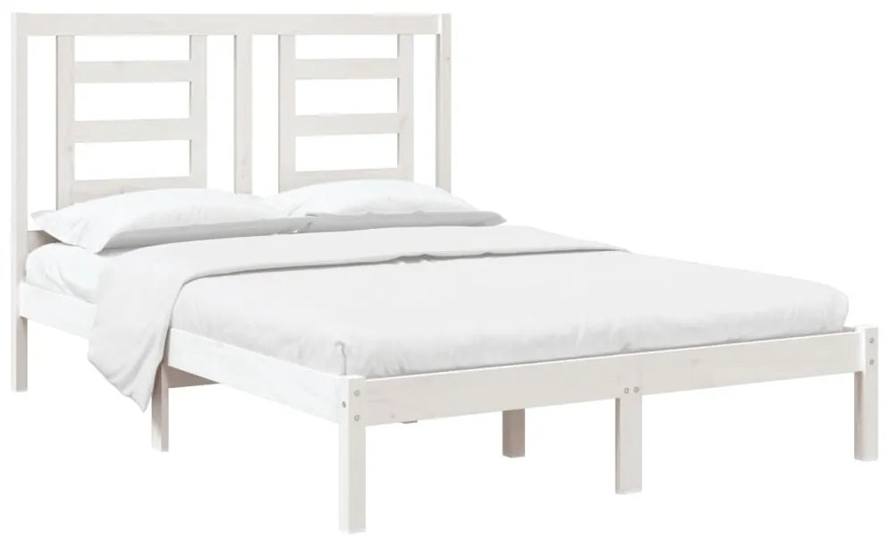 Estrutura cama pequena casal 120x190 cm pinho maciço branco