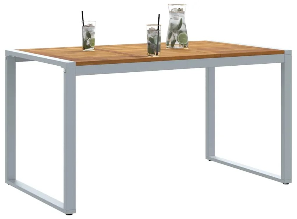 Mesa de Jantar ao Ar Livre vidaXL Cinza 140x80x75 cm Aço e Madeira Sól