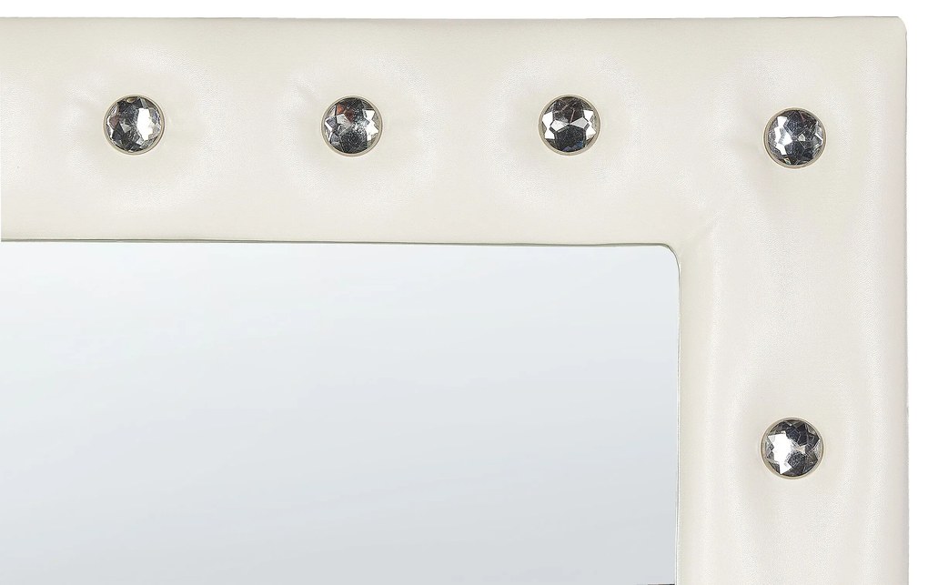 Espelho de pé com moldura em pele sintética branca 50 x 150 cm ANSOUIS Beliani