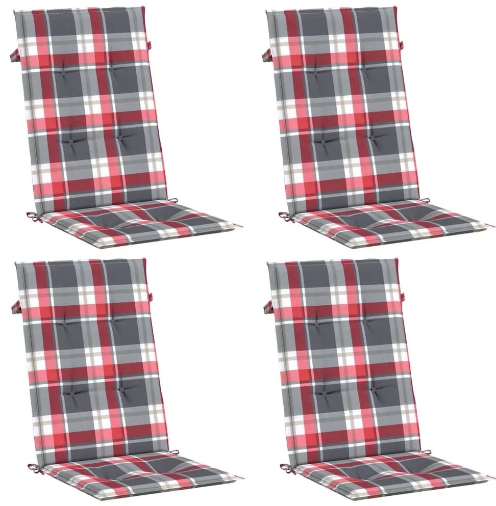 Almofadões cadeiras altas de jardim 4pcs tecido xadrez vermelho