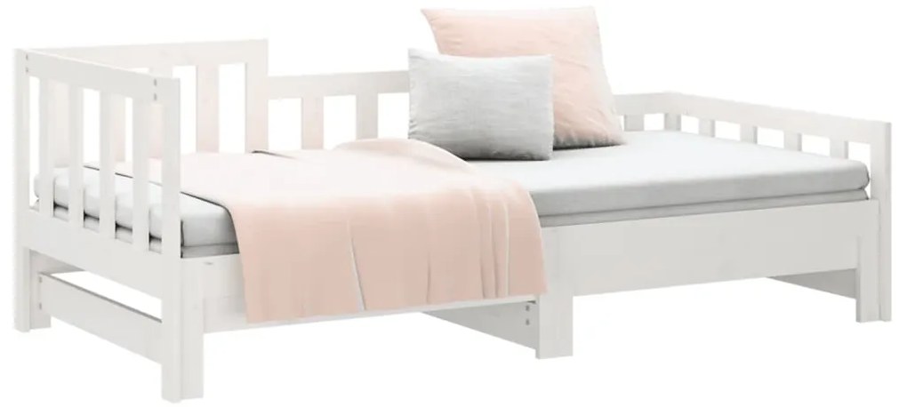 Sofá-cama de puxar 2x(80x200) cm pinho maciço branco