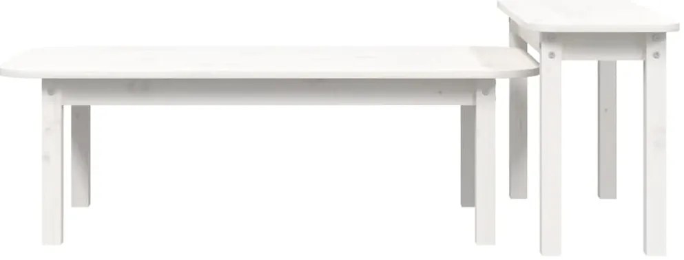 2 pcs conjunto de mesas de centro pinho maciço branco
