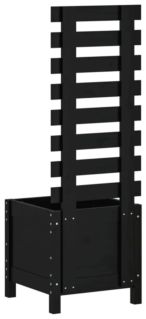 Vaso de jardim c/ suporte 39x39,5x114 cm pinho maciço preto