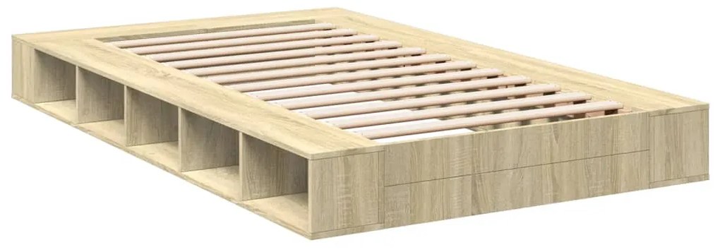 Estrutura de cama 140x190 cm derivados madeira carvalho sonoma