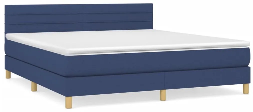 Cama com molas/colchão 160x200 cm tecido azul