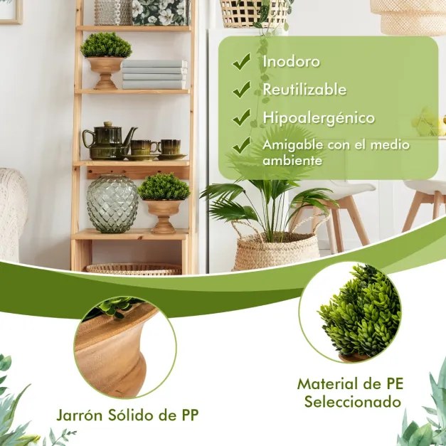 Conjunto de 4 plantas artificiais com vaso vintage para mesa de centro, pequenos pinheiros falsos, mini plantas falsas de interior, verdes